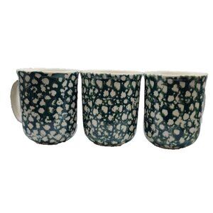 3 Folk Craft "Moose Country" Blue Green Coffee Mugs by TIENSHAN Dinnerware Camo